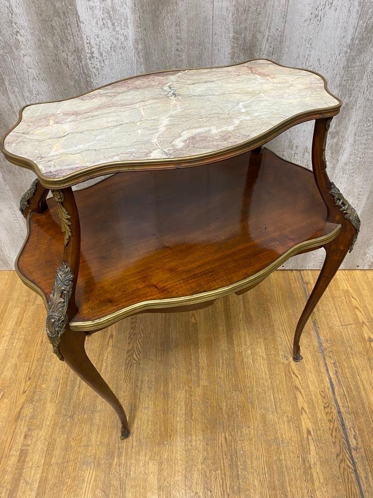 Napoleon III Antique French Napoleon Style Marble Top Ormolu Accent Table For Sale