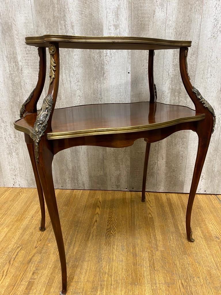 Antique French Napoleon Style Marble Top Ormolu Accent Table In Good Condition For Sale In Chicago, IL