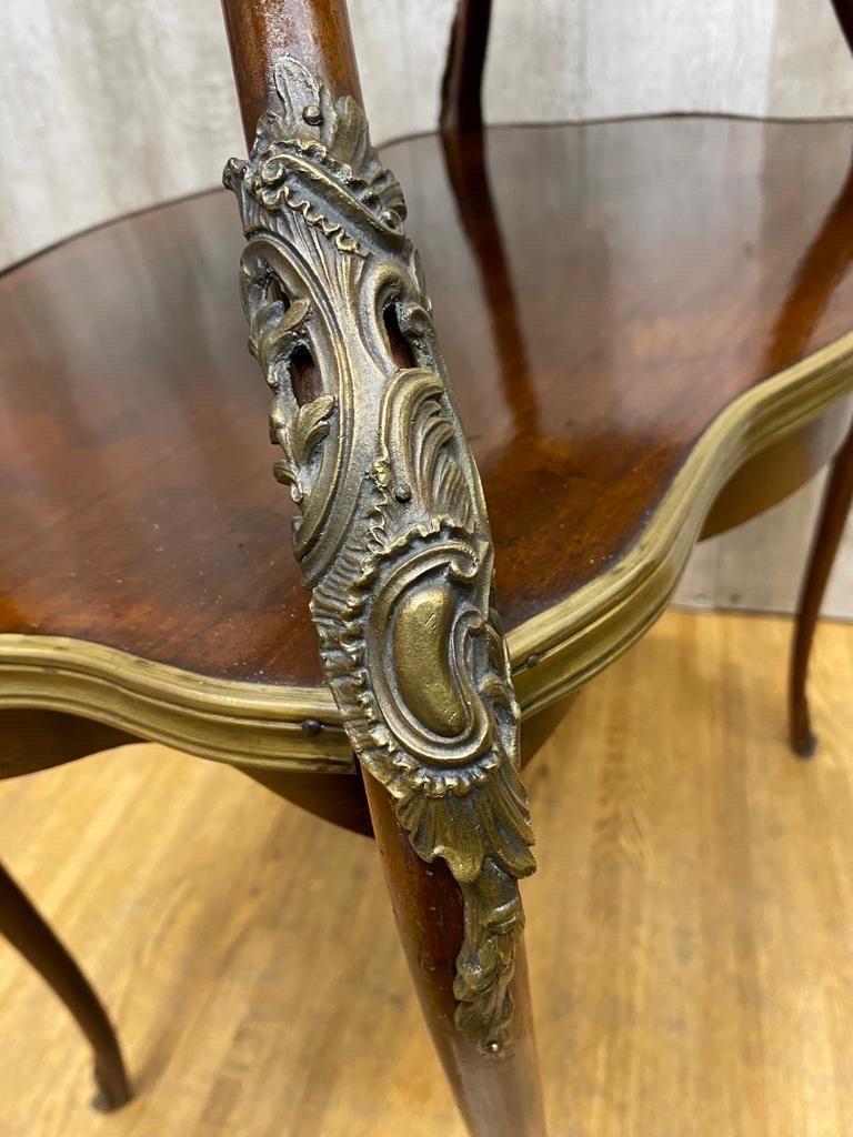Bronze Antique French Napoleon Style Marble Top Ormolu Accent Table For Sale