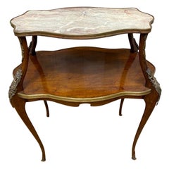 Antique French Napoleon Style Marble Top Ormolu Accent Table