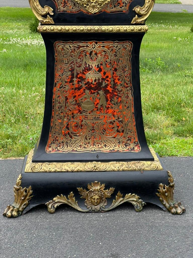 Brass Antique French Napoleonic Boulle Marquetry Longcase Clock c. 1800 For Sale