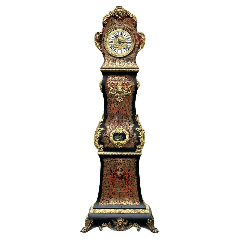 Antique French Napoleonic Boulle Marquetry Longcase Clock c. 1800 For Sale