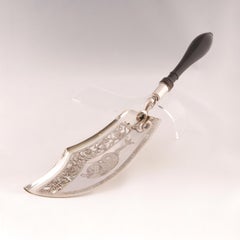Antique French Napoleonic Sterling Silver Tableware Regency Empire Fish Slice