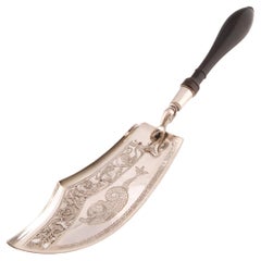 Antique French Napoleonic Sterling Silver Tableware Regency Empire Fish Slice