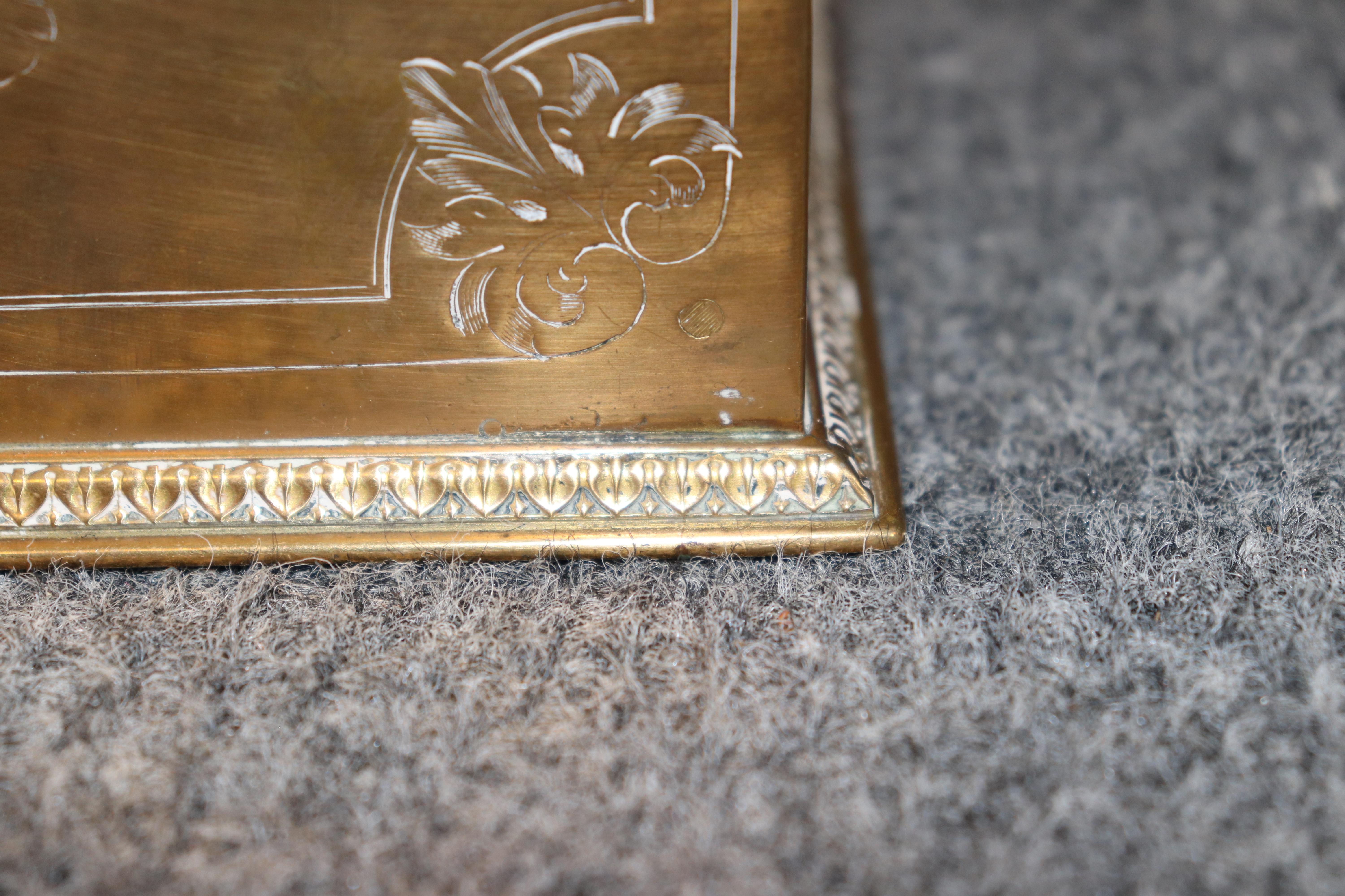 Antique French Napoleonic Style Bronze Box with Sévres Attr. Inset plaque For Sale 7