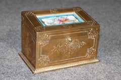 Antique French Napoleonic Style Bronze Box with Sévres Attr. Targa interna