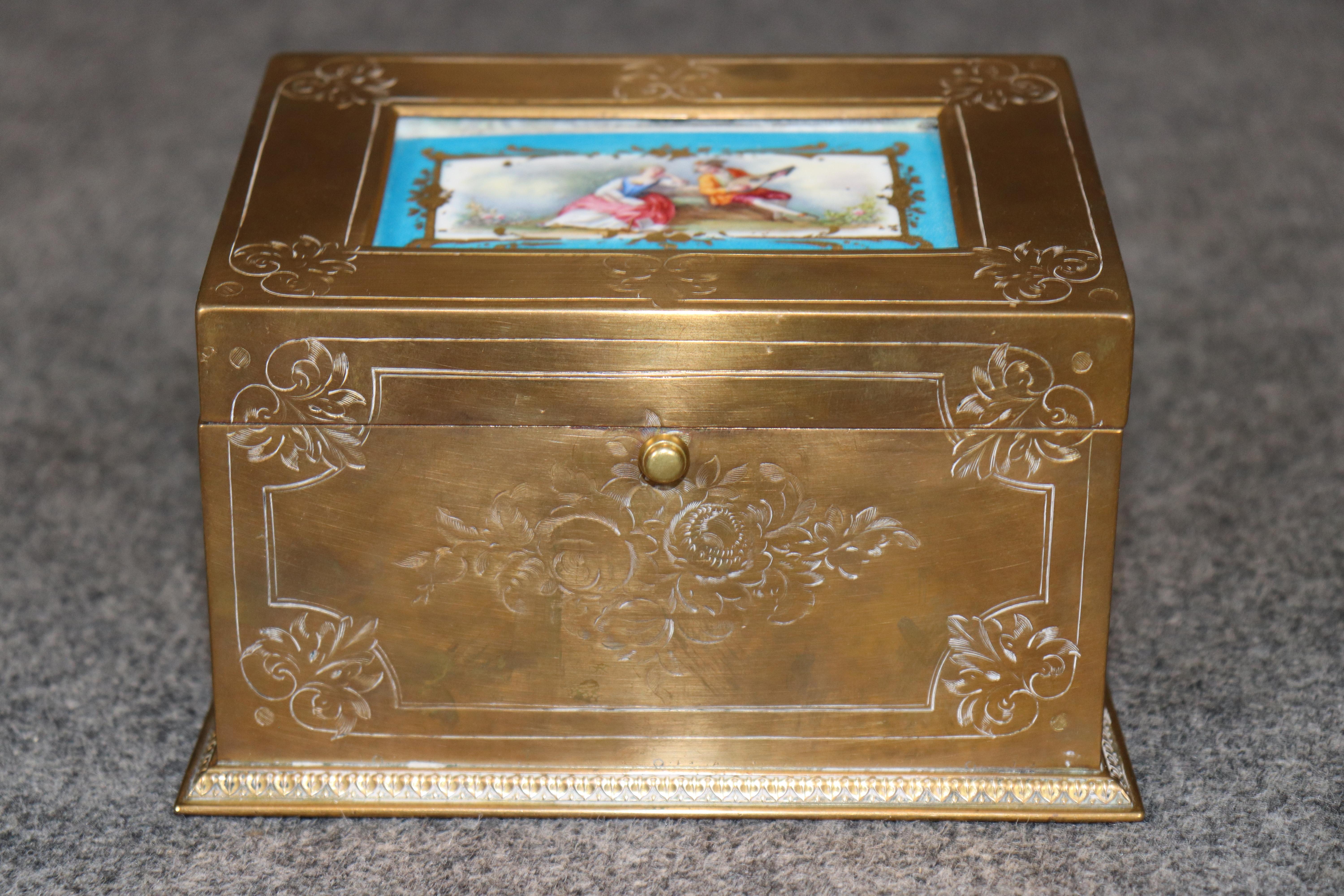 Napoleon III Antique French Napoleonic Style Bronze Box with Sévres Attr. Inset plaque For Sale