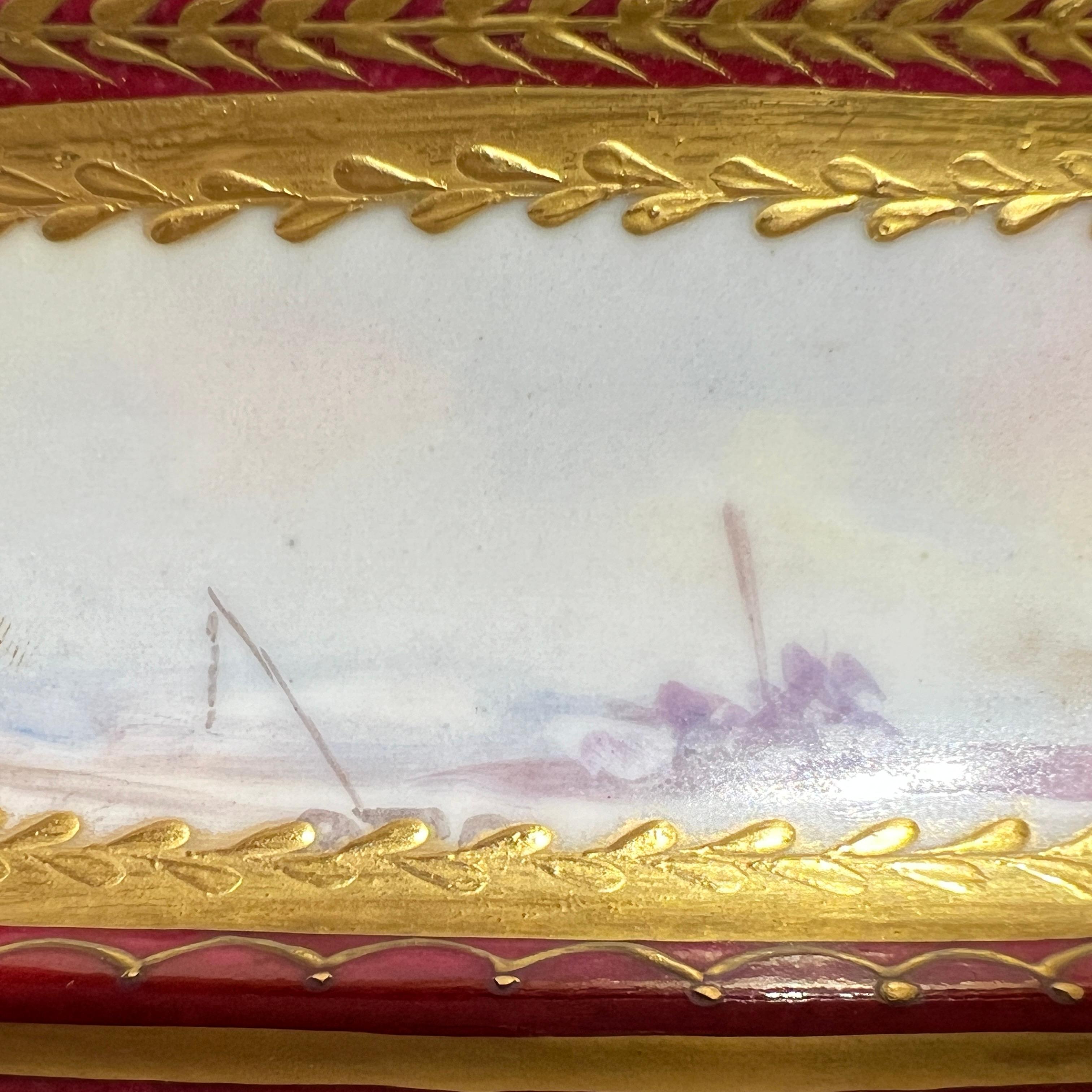 Antique French Napolionic  Sevres Style Porcelain Dresser Box / Jewelry Casket 6