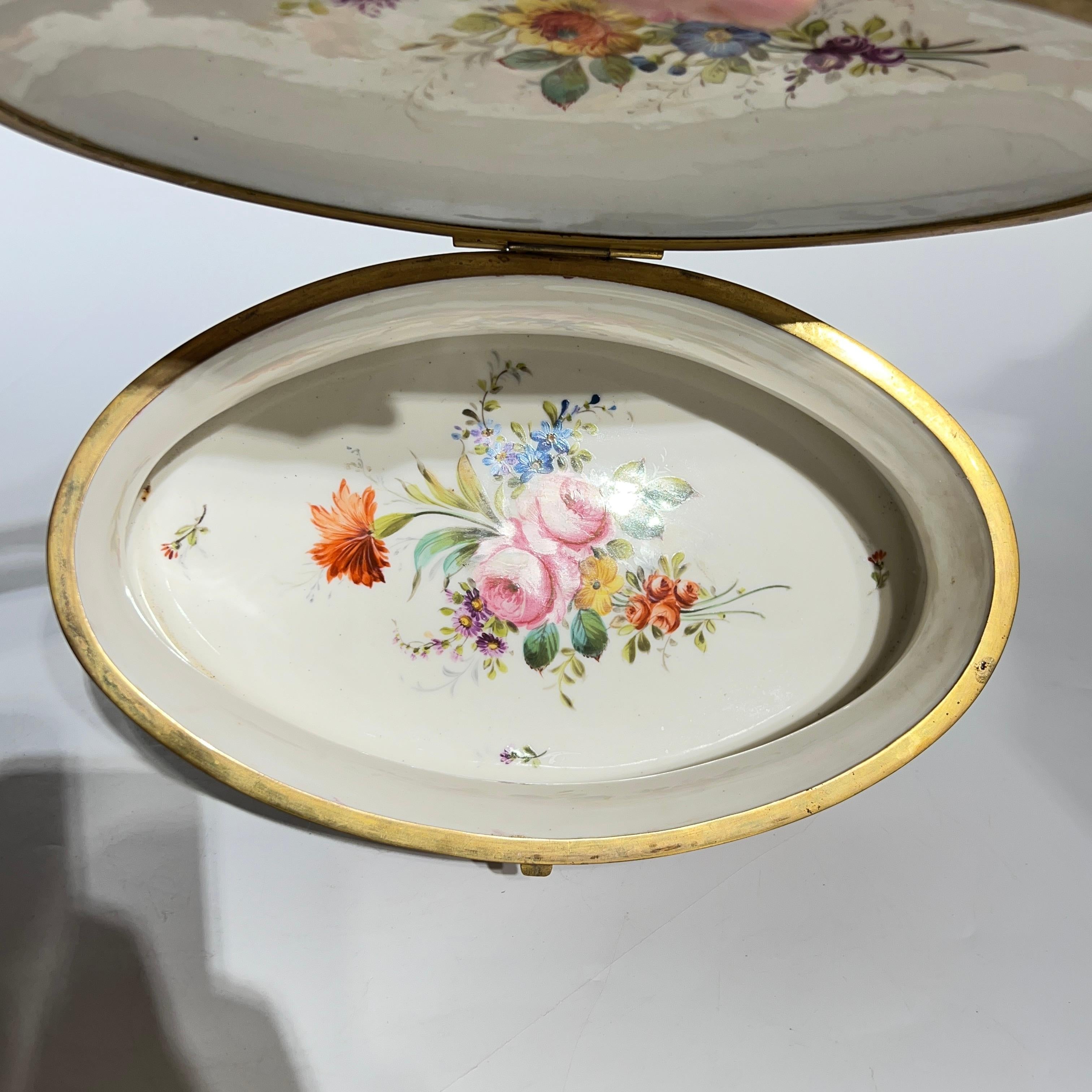 Antique French Napolionic  Sevres Style Porcelain Dresser Box / Jewelry Casket 10