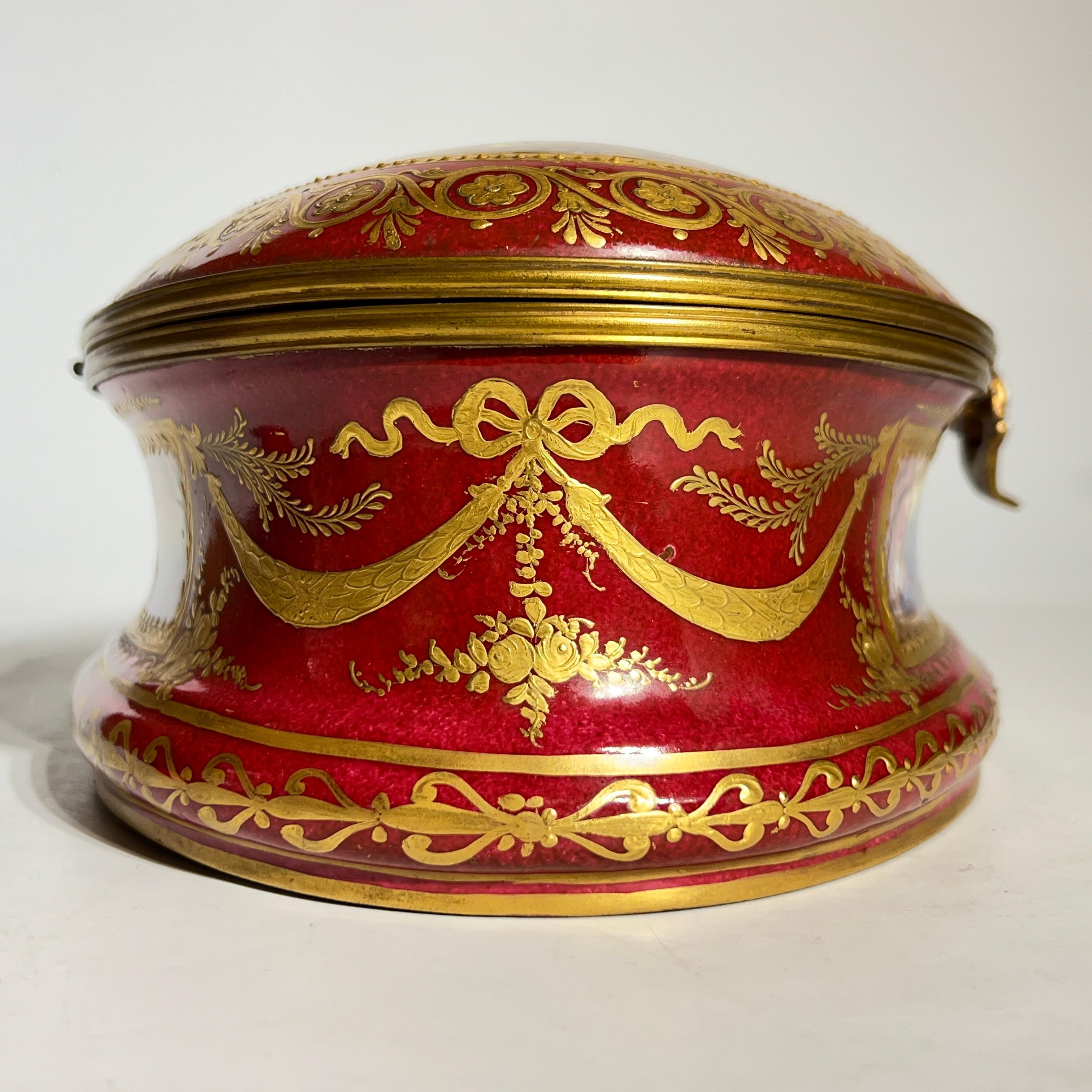Antique French Napolionic  Sevres Style Porcelain Dresser Box / Jewelry Casket 3