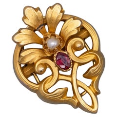 Antique French necklace slide - Victorian clip on pendant - floral leaf slider