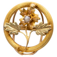 Antique French necklace slide - Victorian clip on pendant - floral leaf slider