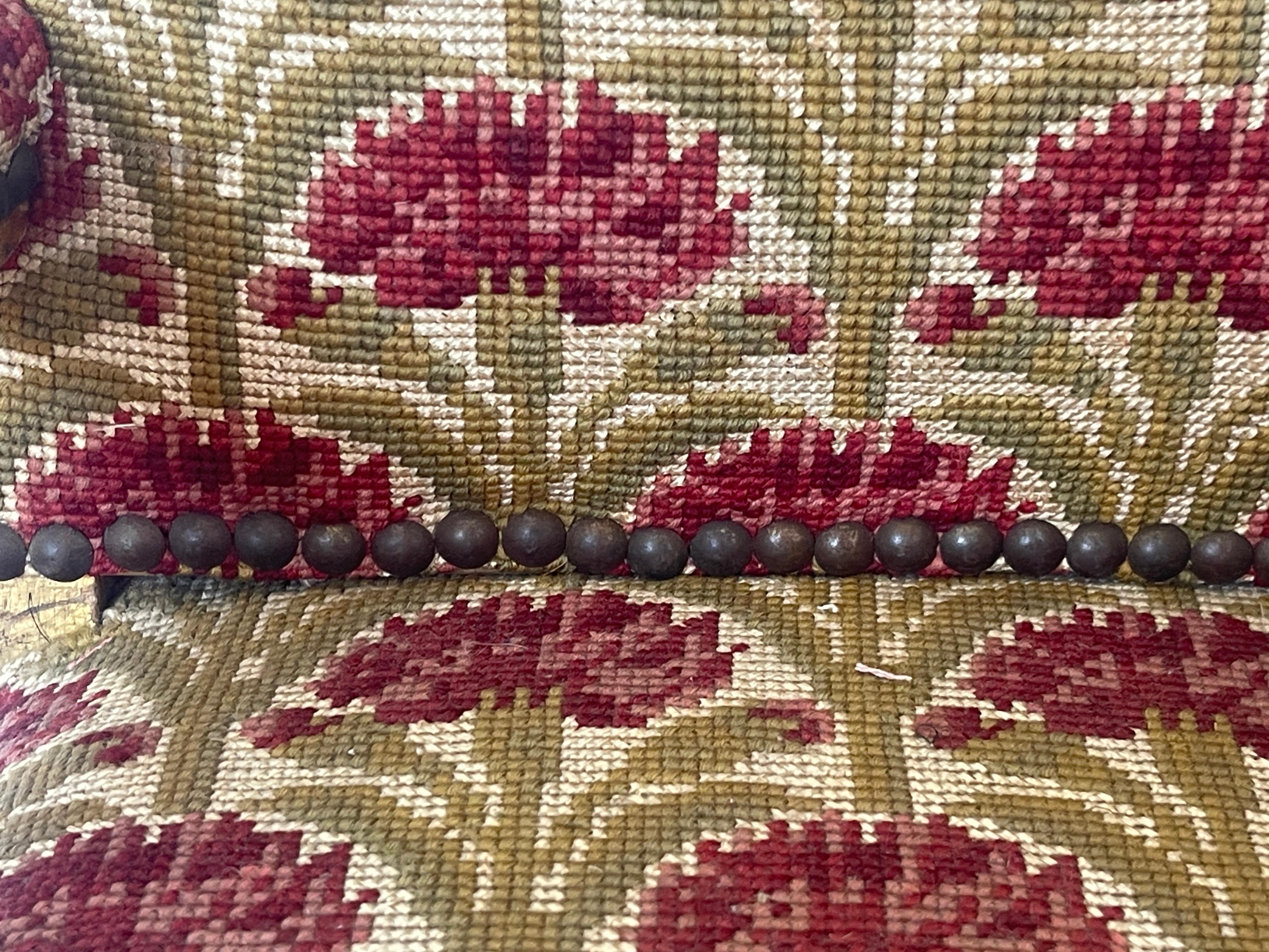 Antique French Needlepoint Gilt-Wood Child & Child 19Th Century. in vendita 3