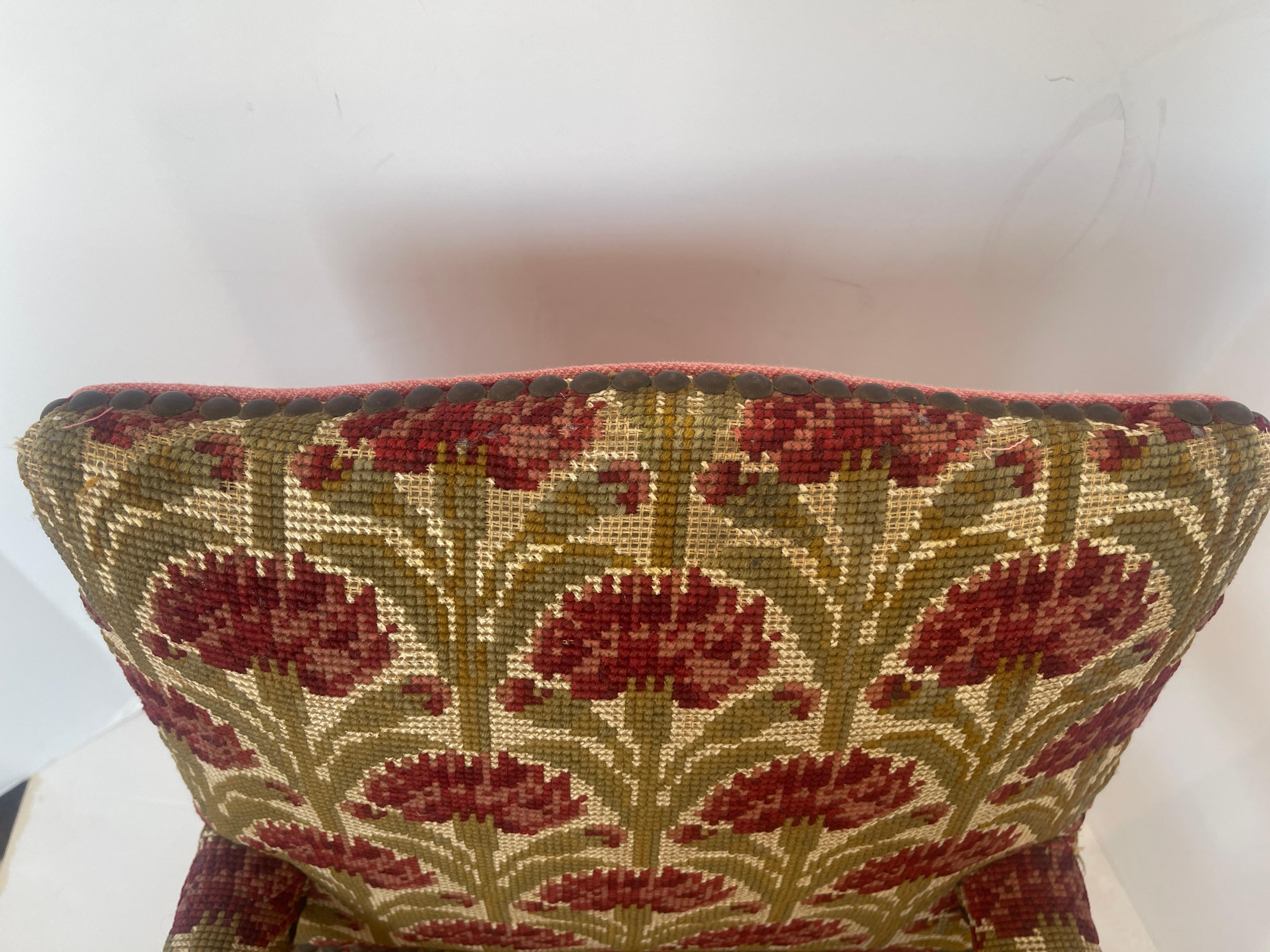 Antique French Needlepoint Gilt-Wood Child & Child 19Th Century. in vendita 5