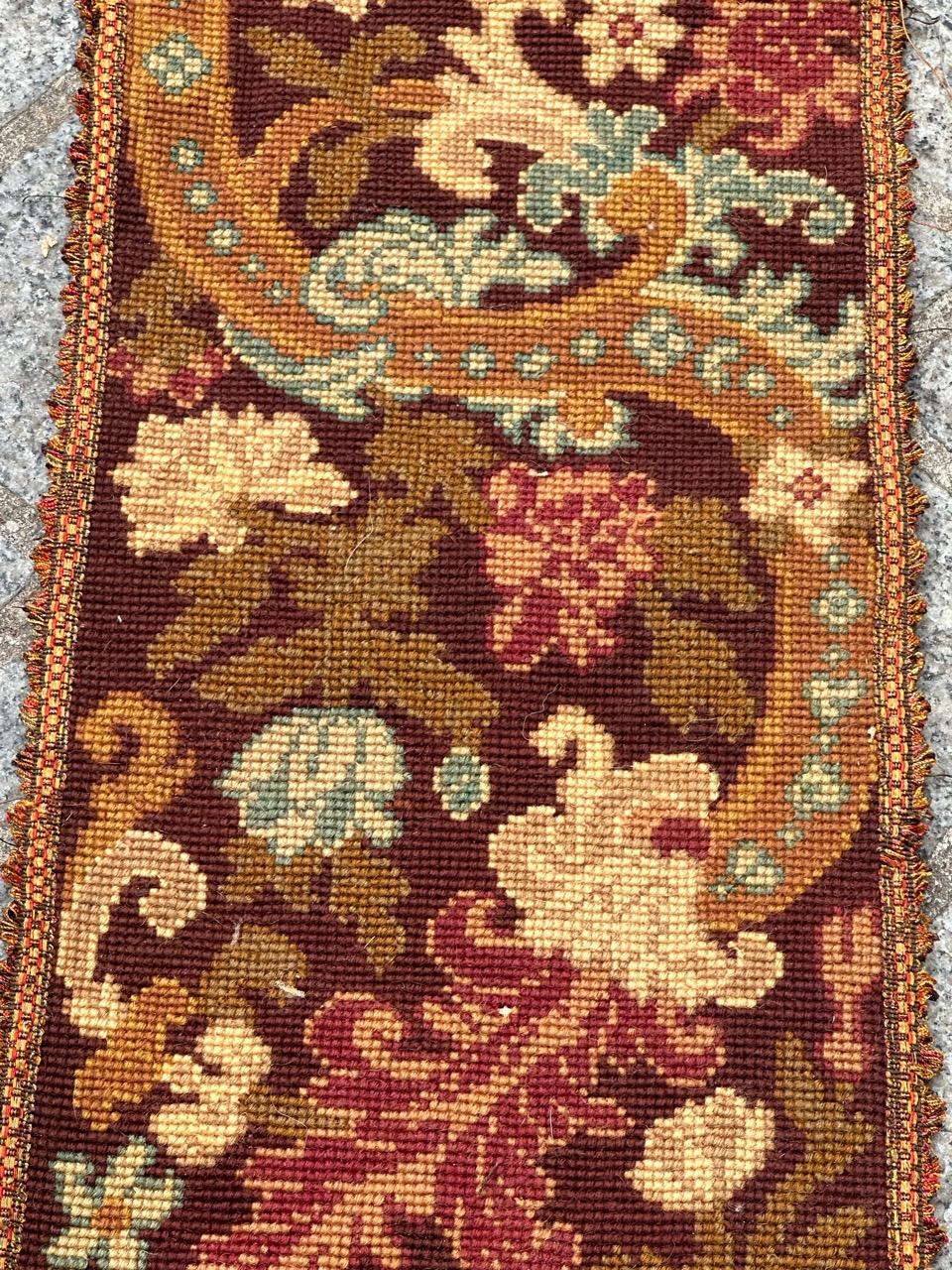 Antique french Needlepoint Panel o borde Tapiz en venta 2