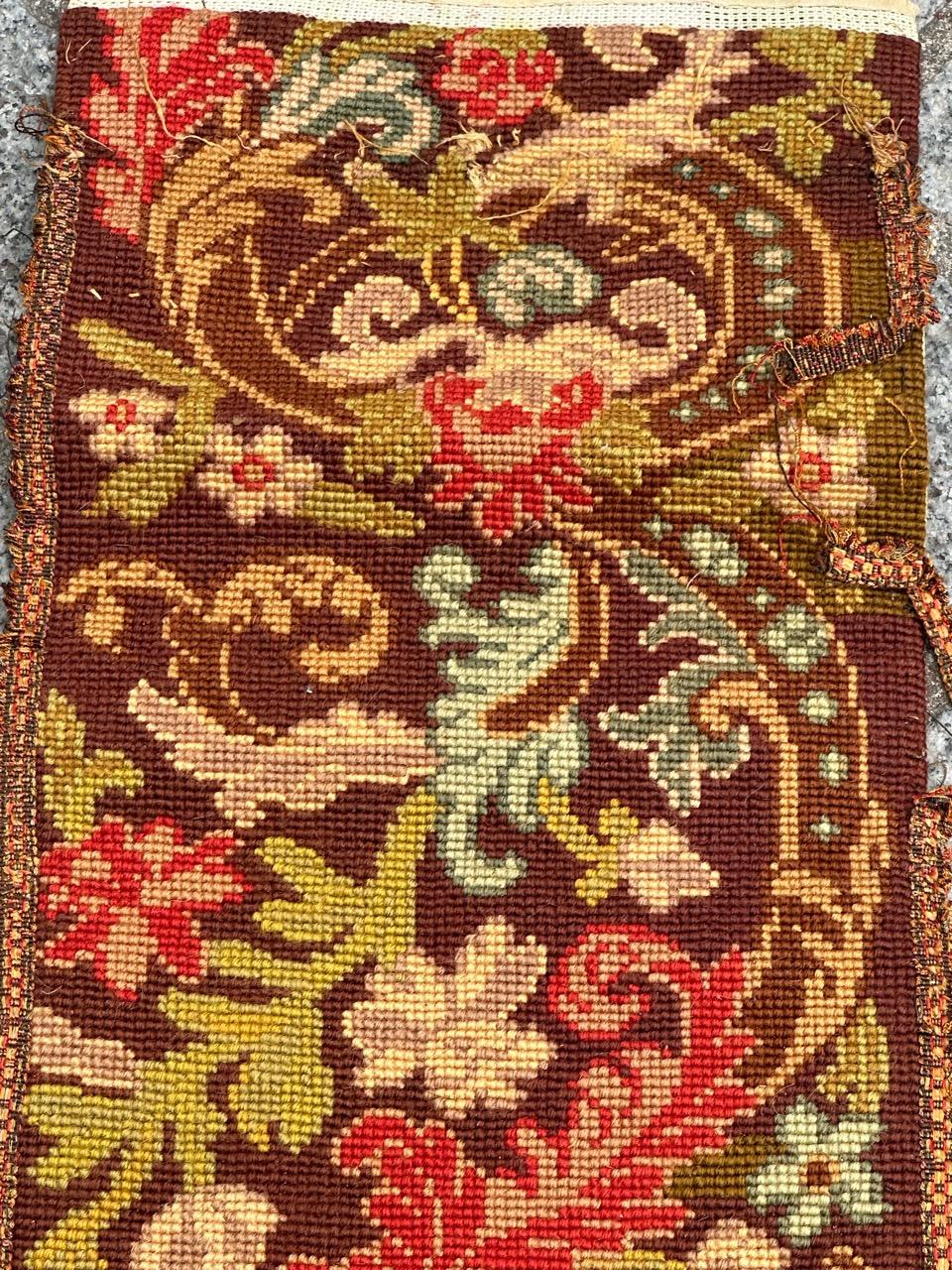 Antique french Needlepoint Panel o borde Tapiz en venta 2