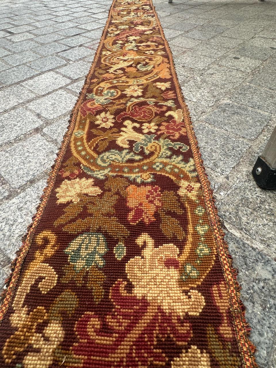 Antique french Needlepoint Panel o borde Tapiz en venta 3