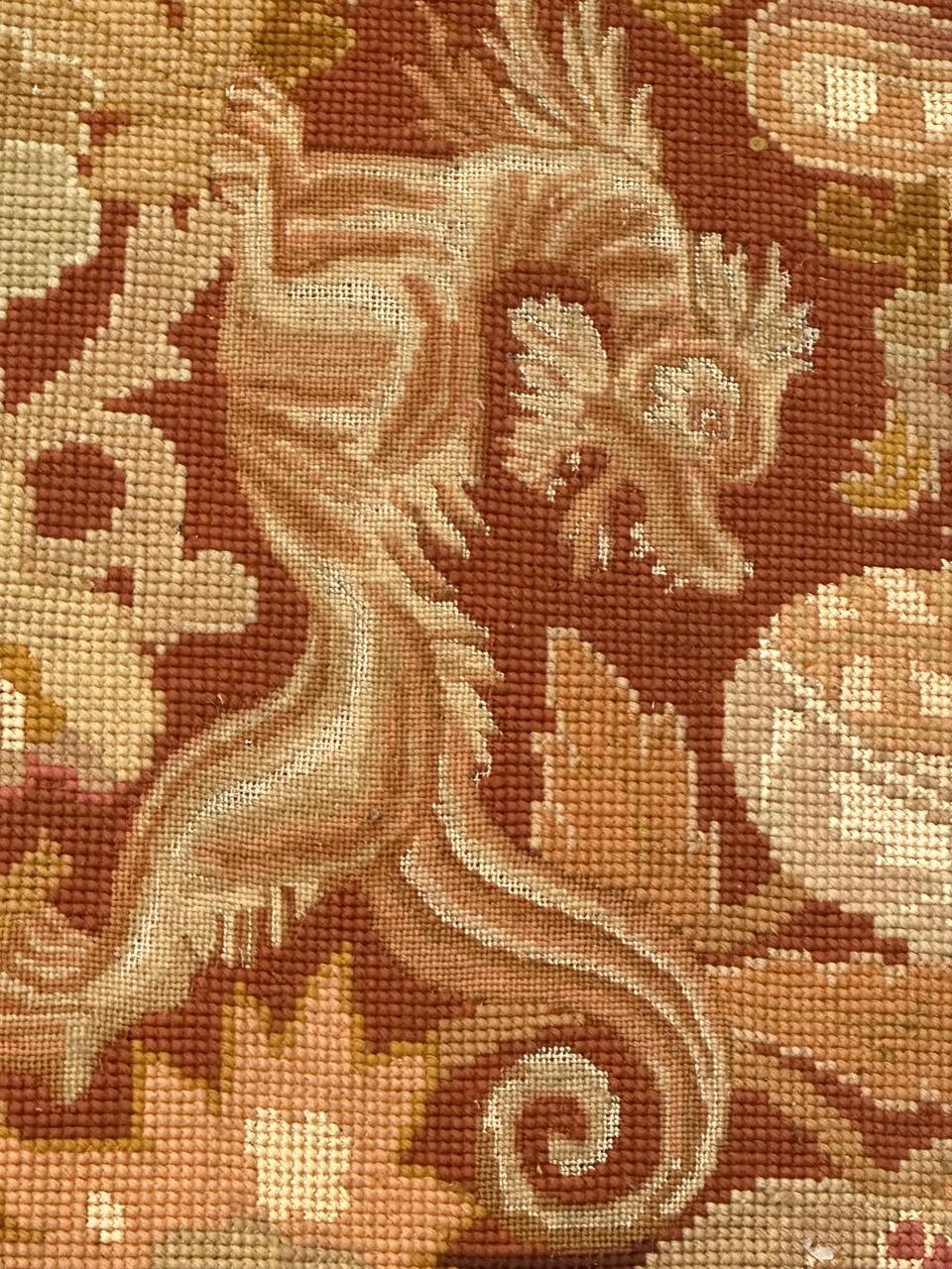 Antique french Needlepoint Panel o borde Tapiz en venta 5