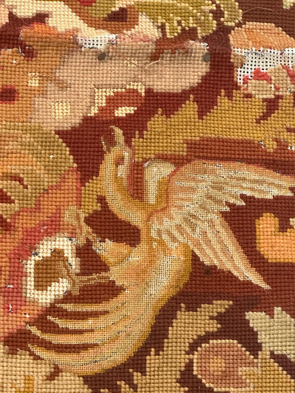Antique french Needlepoint Panel o borde Tapiz en venta 7