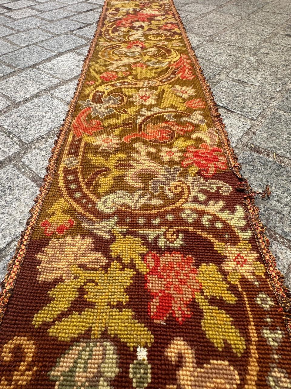 Antique french Needlepoint Panel o borde Tapiz en venta 10