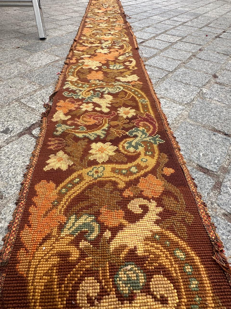 Antique french Needlepoint Panel o borde Tapiz en venta 10