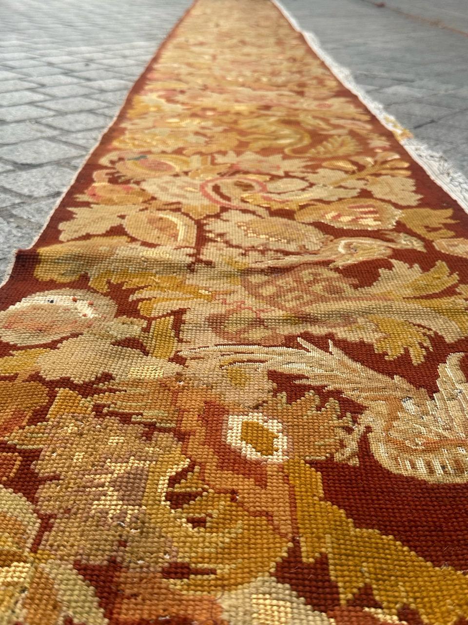 Antique french Needlepoint Panel o borde Tapiz en venta 10