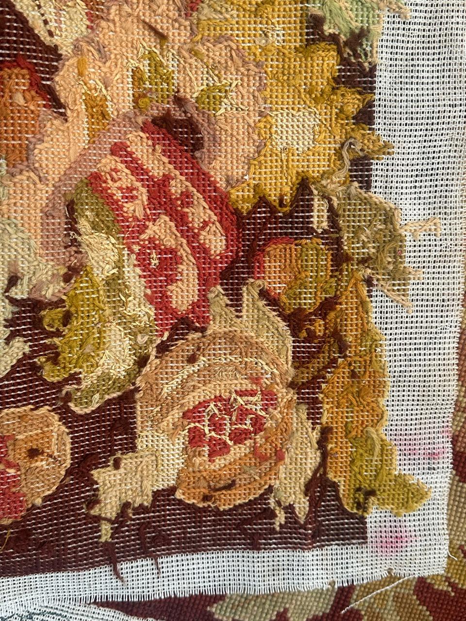 Antique french Needlepoint Panel o borde Tapiz en venta 11
