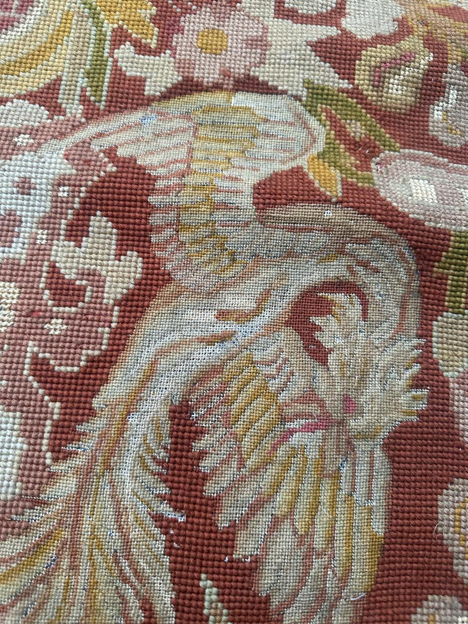 Antique french Needlepoint Panel o borde Tapiz en venta 12