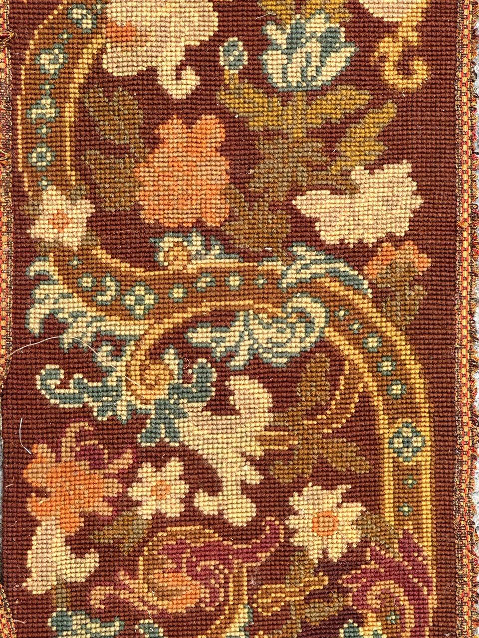 Antique french Needlepoint Panel o borde Tapiz Aubusson en venta