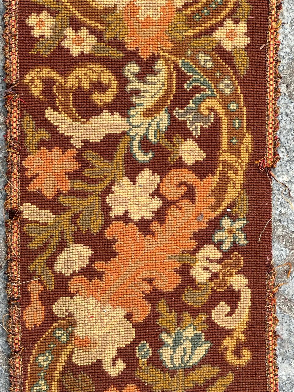 Antique french Needlepoint Panel o borde Tapiz Francés en venta