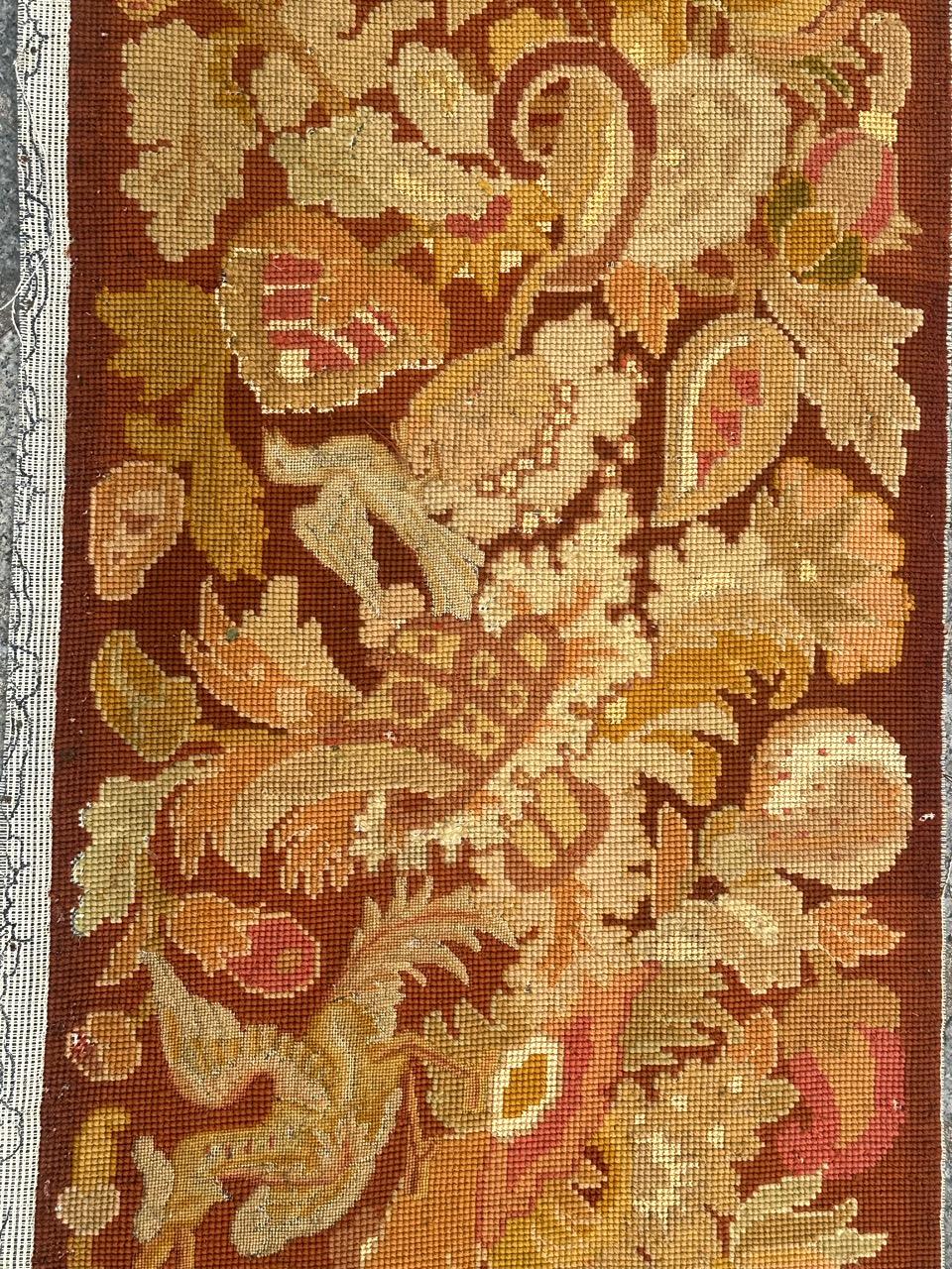 Antique french Needlepoint Panel o borde Tapiz Punto de aguja en venta