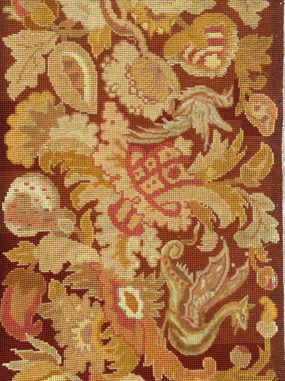 Antique french Needlepoint Panel o borde Tapiz en Bueno estado para la venta en Saint Ouen, FR