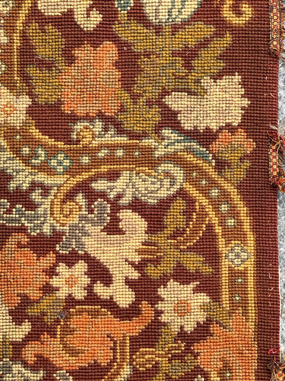 Antique french Needlepoint Panel o borde Tapiz siglo XIX en venta