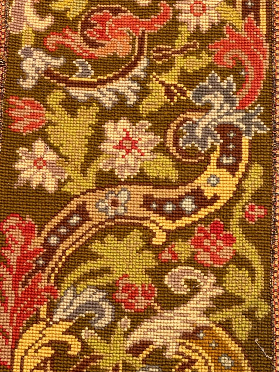 Antique french Needlepoint Panel o borde Tapiz Lana en venta
