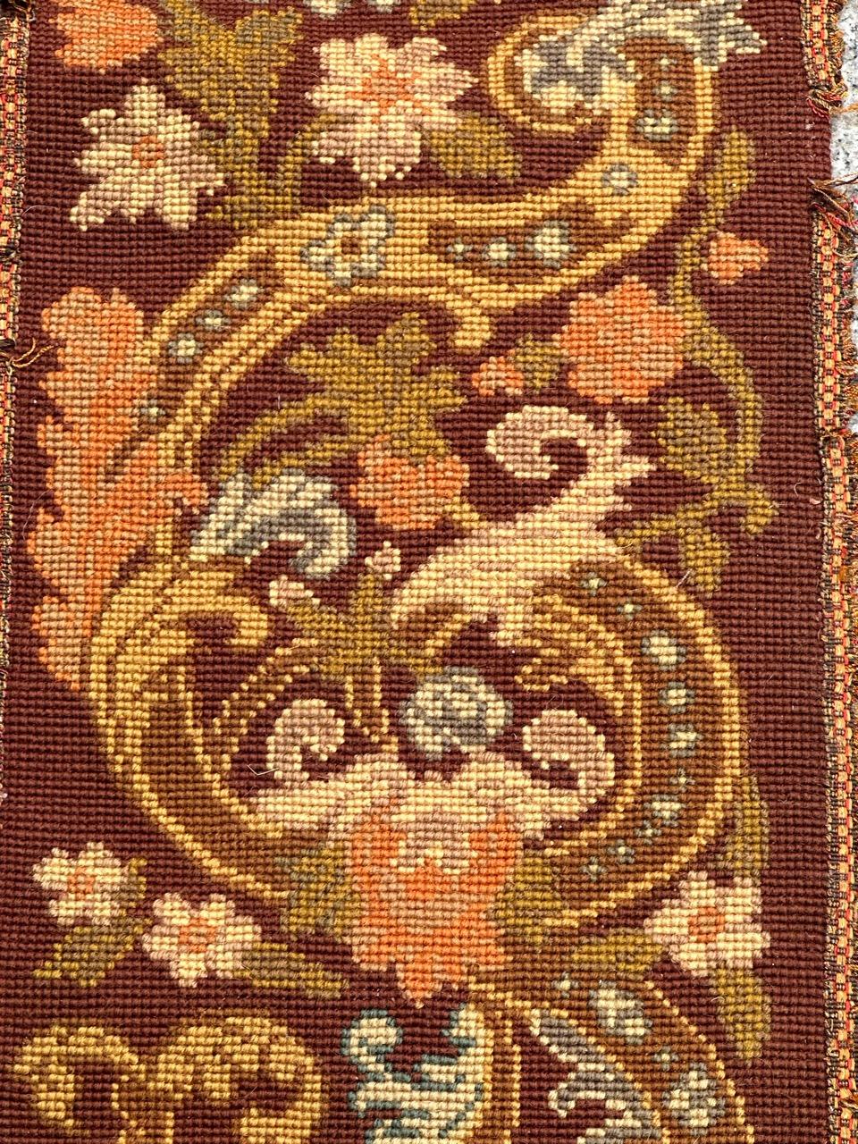 Antique french Needlepoint Panel o borde Tapiz Lana en venta