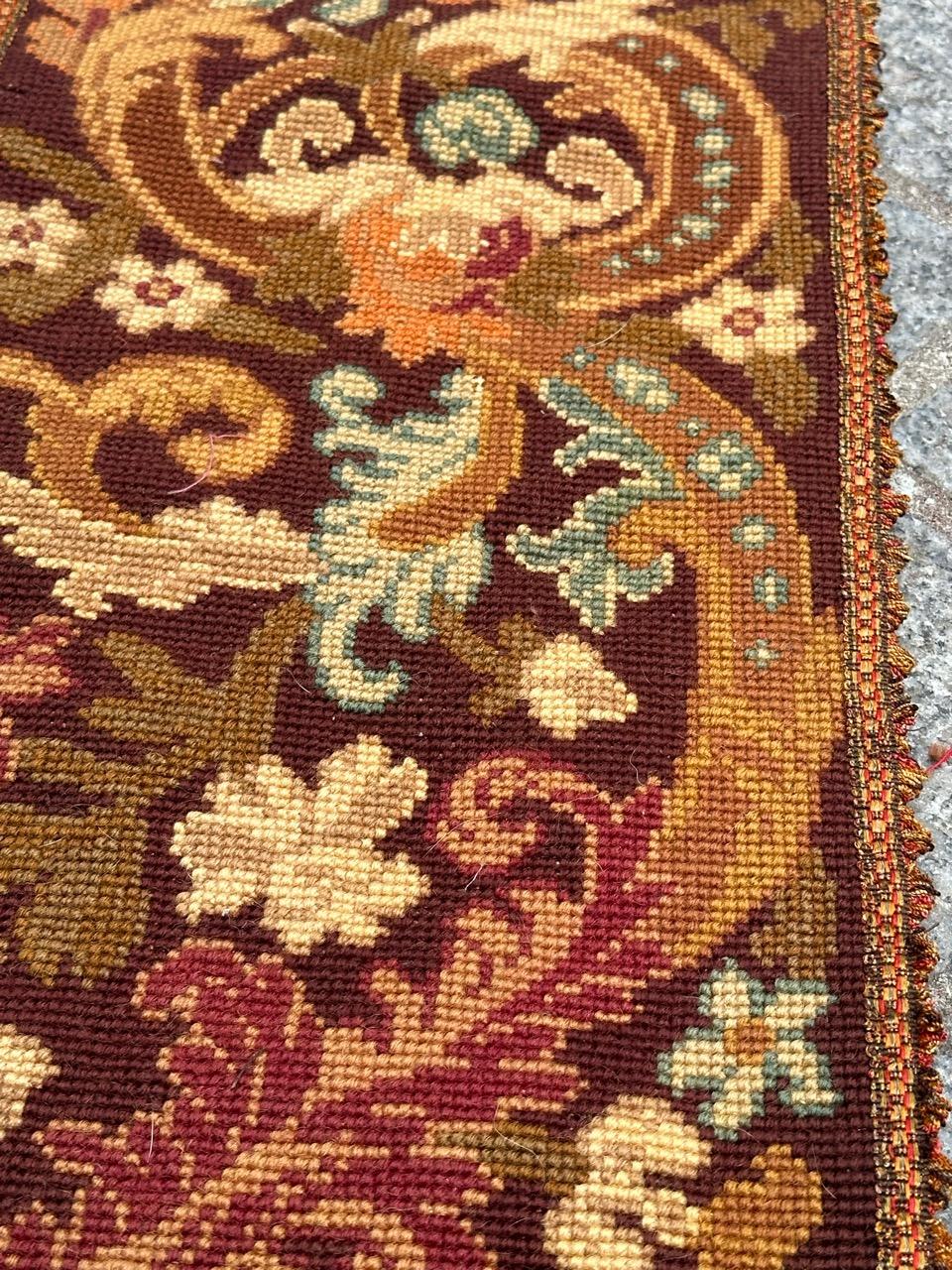 Antique french Needlepoint Panel o borde Tapiz en venta 1