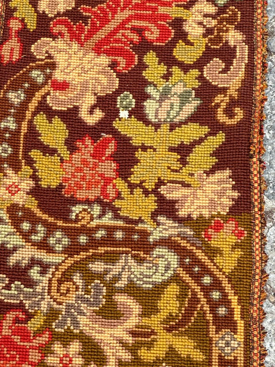 Antique french Needlepoint Panel o borde Tapiz en venta 1