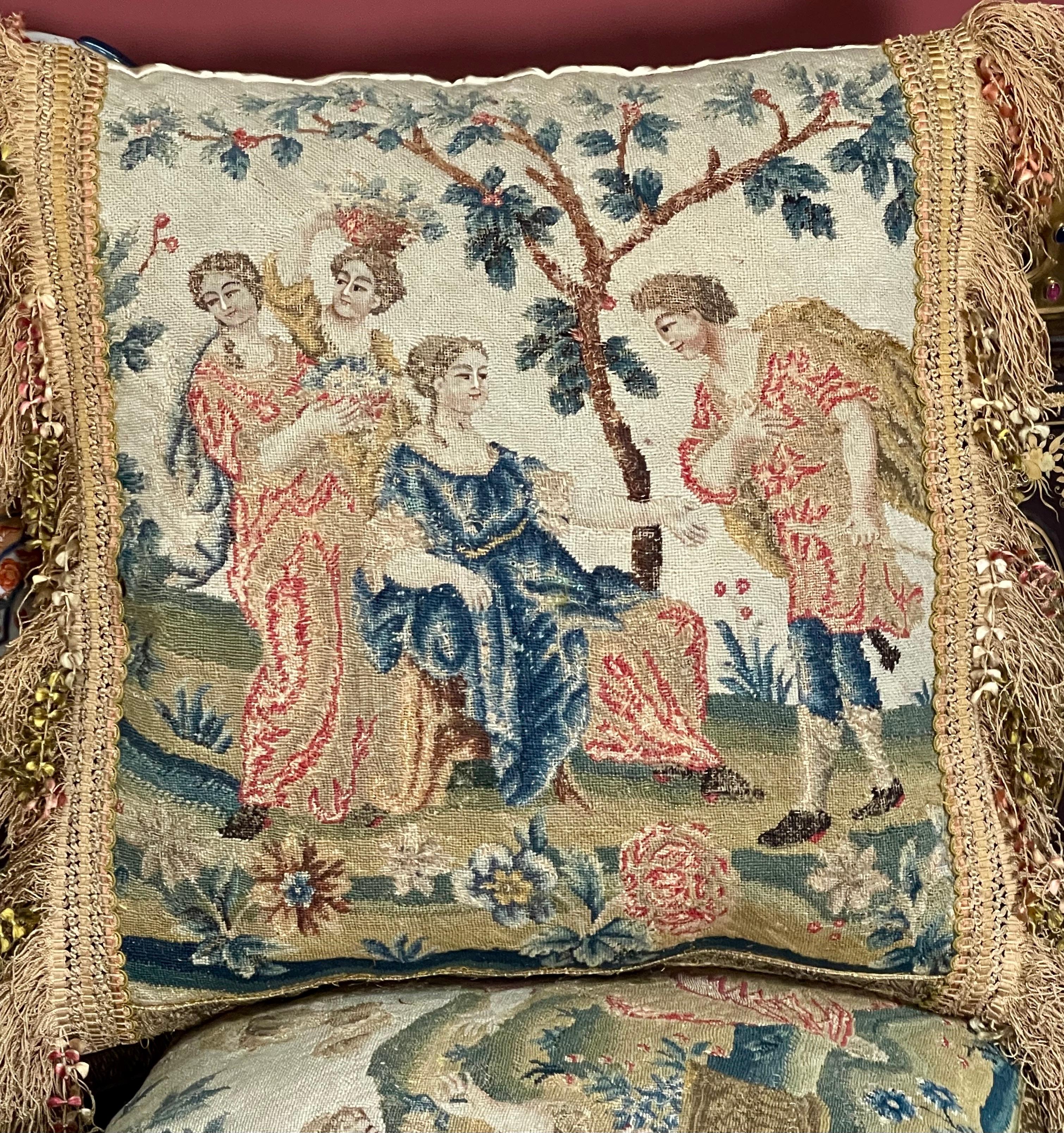 Belle Époque Antique French Needlepoint Pillow For Sale