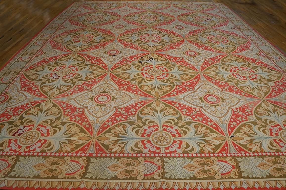 Antique French needlepoint rug, size: 13'4