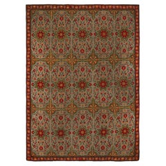 Tappeto Antique French a punta d'ago di colore beige con motivi floreali, da Rug & Kilim