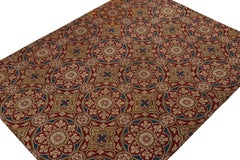Antique French Needlepoint Rug in Red with Medallions, from Rug & Kilim