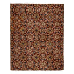Tapis français ancien en broderie à l'aiguille rouge avec médaillons, de Rug & Kilim