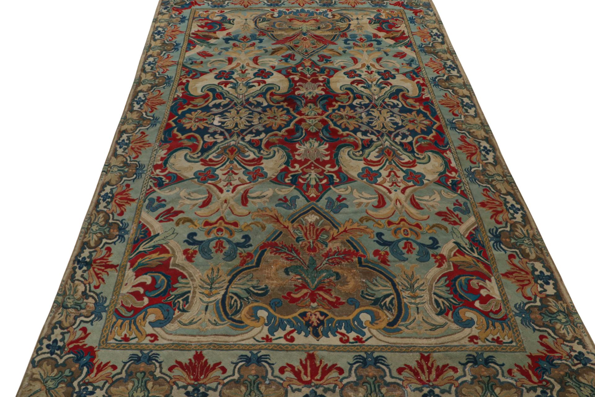 Hand-Knotted Antique French Needlepoint rug with Floral Patterns For Sale