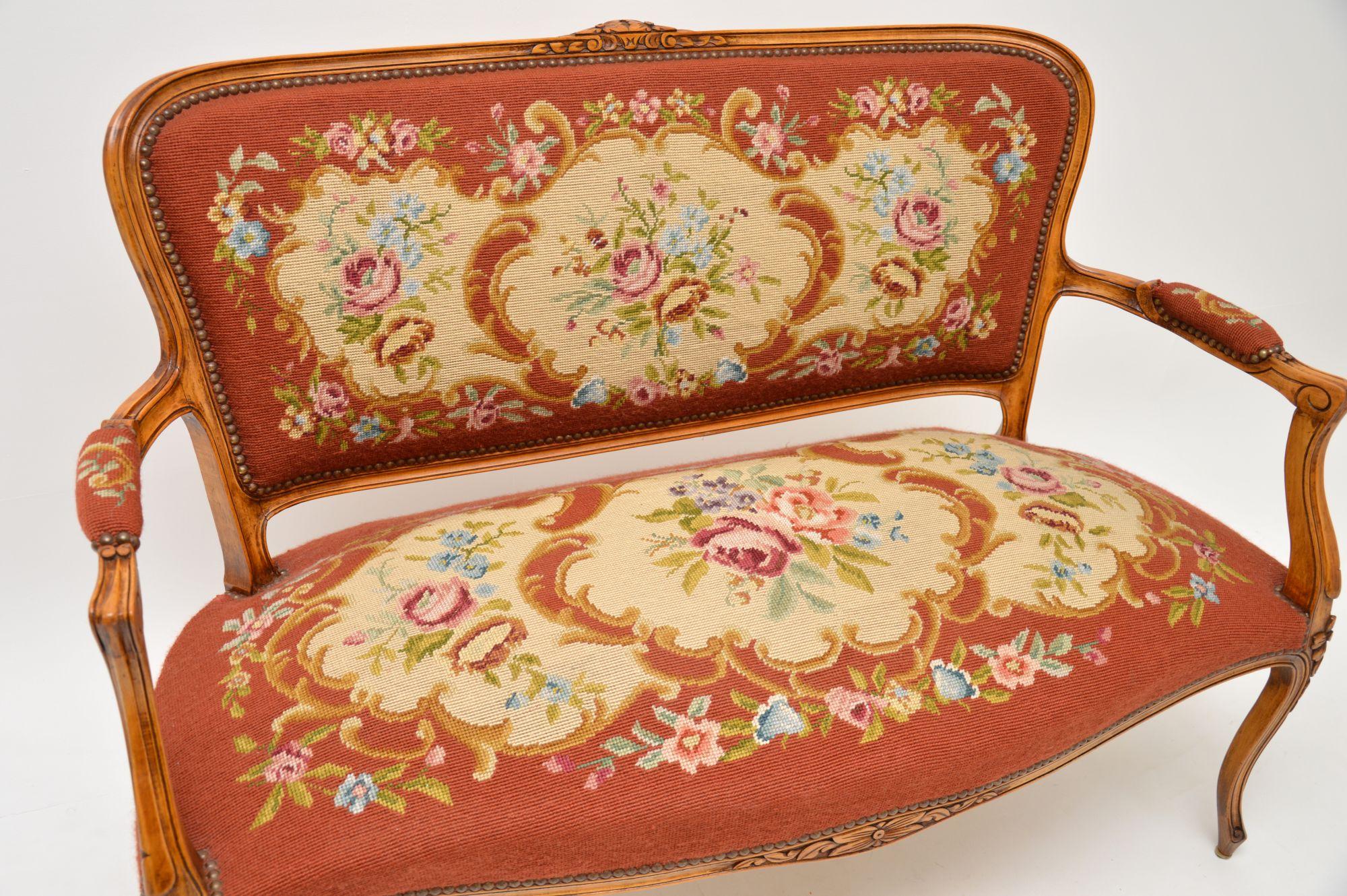Antique French Needlepoint Salon Two Seater Sofa 4