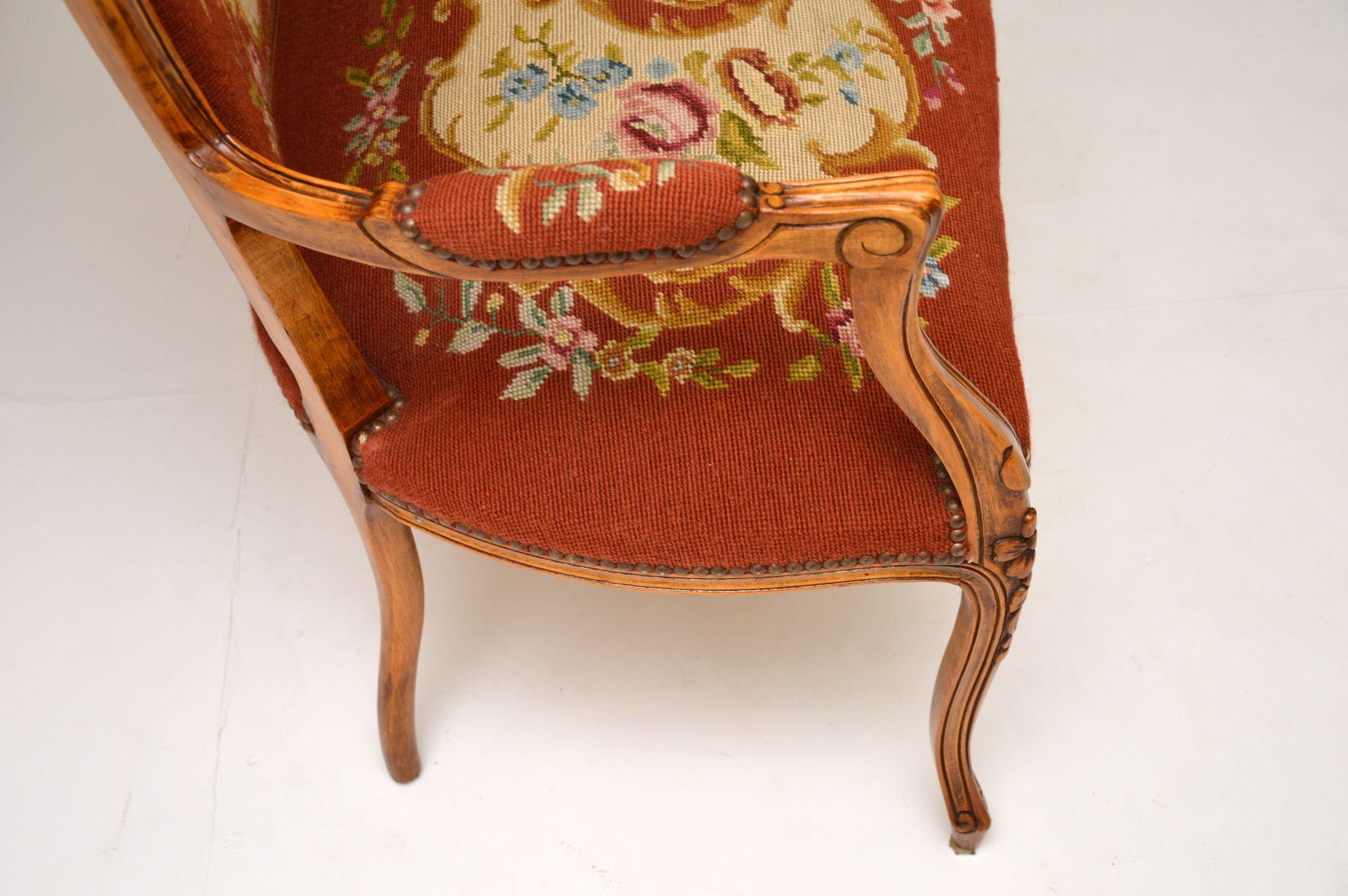 19th Century Antique French Needlepoint Salon Two Seater Sofa