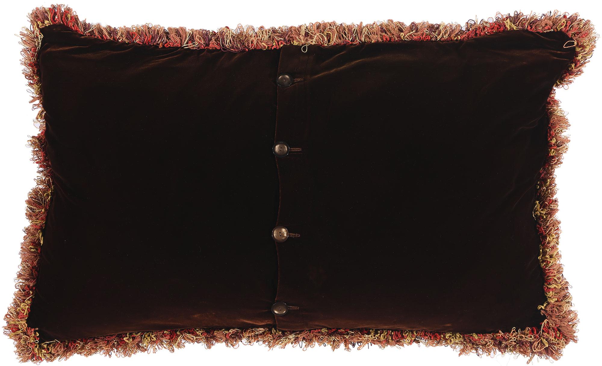 Antique French Needlepoint Shorthorn Ox Tapestry Pillow For Sale 3