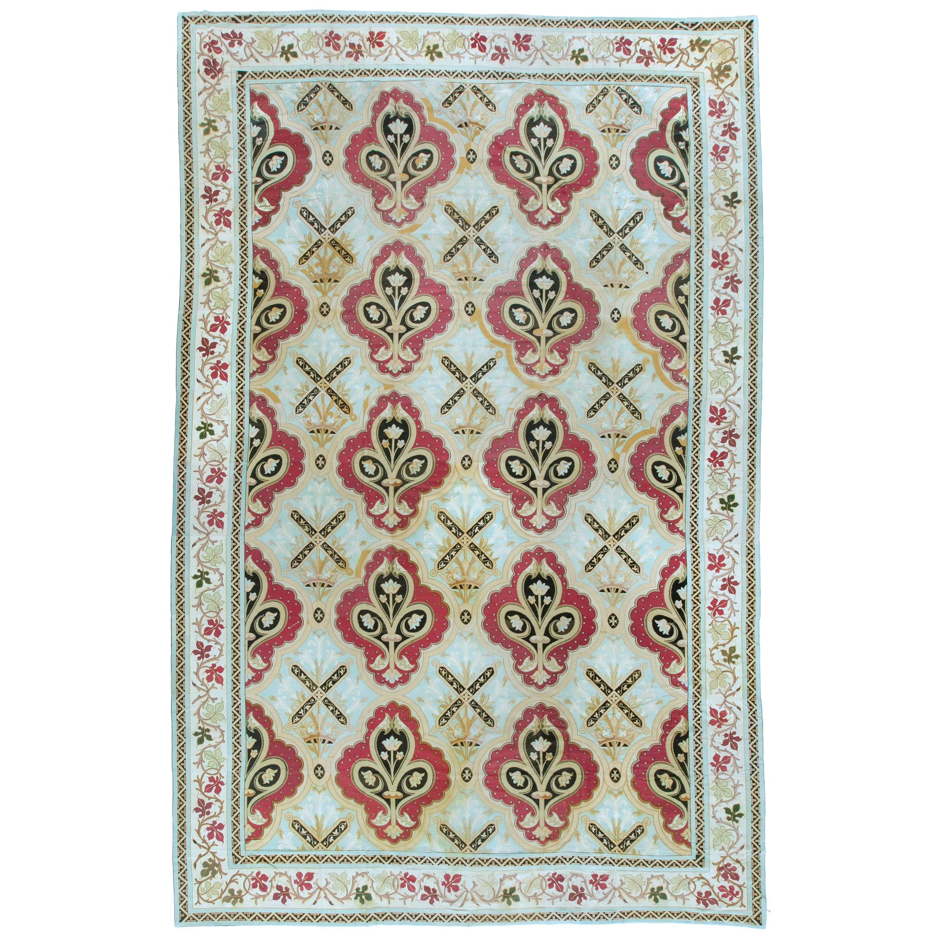 Antique French Needlepoint, Textile circa 1880  12'7 x 19'10