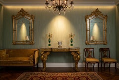 Antique French Neo-Classical Gilded & Marble Top Console Table 1820s