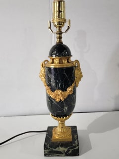Antique French Neo-Classical Gilt Bronze and Black Marble Urn Lamp