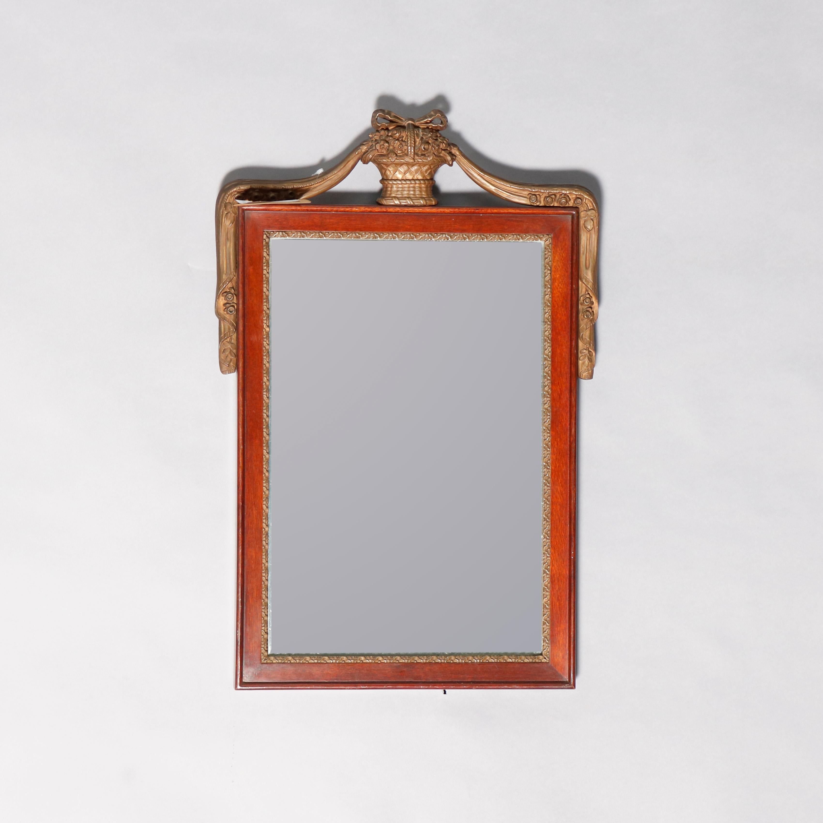 Antique French Neoclassical Parcel Gilt Mahogany Wall Mirror, circa 1920 In Good Condition In Big Flats, NY